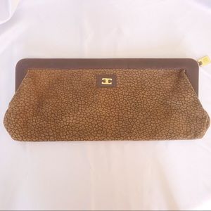 CARLOTTA Italy Clutch Bag Large, Sueded Brown